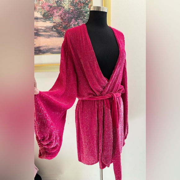 🎀 RETROFÈTE The Gabrielle Robe Dress Pink size Medium 🎀🎀🎀 - Picture 4 of 9